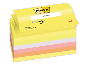 Notes repositionnables ZNotes 76x127 mmnéon assortis